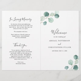 Programa de Boda Elegante de Salvia Verde Eucalipt