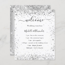 Programa de boda elegante del purpurina blanco pla