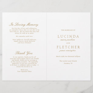 Programa de Boda Elegante Dinero Antiguo Dorado