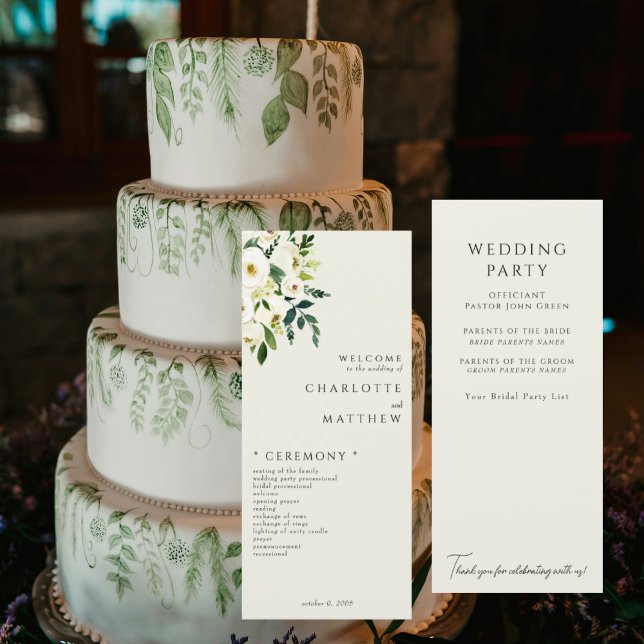 Programa de Boda Elegante Floral Blanco Crema (Subido por el creador)
