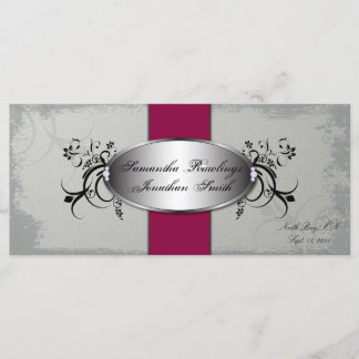 Programa de Boda Elegante Floral Roja Gris