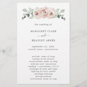 Programa de Boda Elegante Floral Rosa Polvoriento