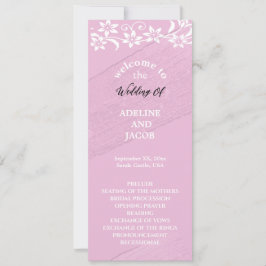 Programa de boda elegante floral rosa y blanco