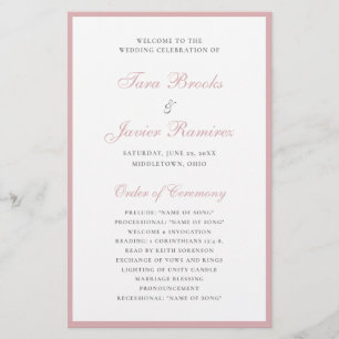 Programa de Boda Elegante Formal Presupuesto Rosa 