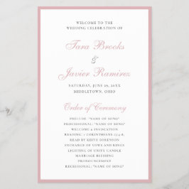 Programa de Boda Elegante Formal Presupuesto Rosa 