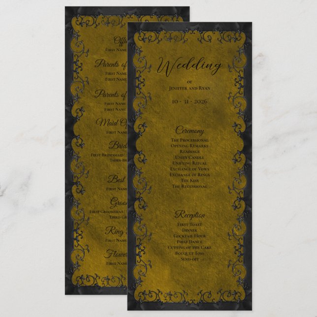 Programa de Boda Elegante Gótico (Anverso / Reverso)
