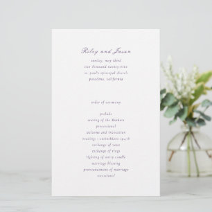 Programa de Boda Elegante Morado Limpio