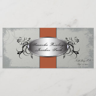 Programa de Boda Elegante Naranja Gris Vintage Flo