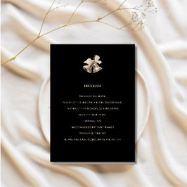 Programa de Boda Elegante Negro y Dorado