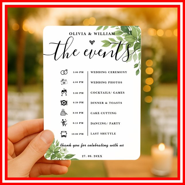 Programa de Boda Elegante Orden de Eventos Verde S (Subido por el creador)