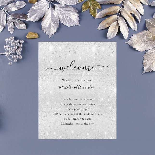 Programa de boda elegante para purpurinas de plata (Subido por el creador)