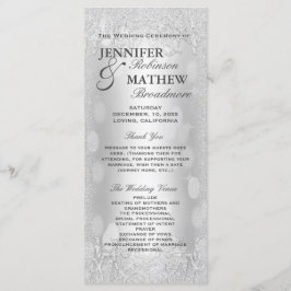 Programa de Boda Elegante Purpurina de Faux Plata