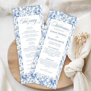 Programa de Boda Elegante Toile Francés de Rosas A