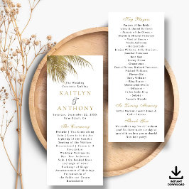 Programa de Boda Elegante Tropical Palm Tree Beach