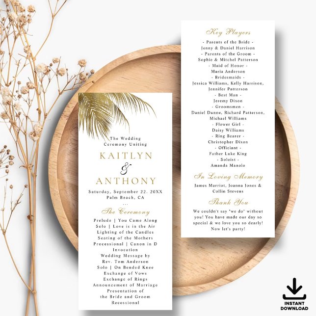 Programa de Boda Elegante Tropical Palm Tree Beach (Subido por el creador)