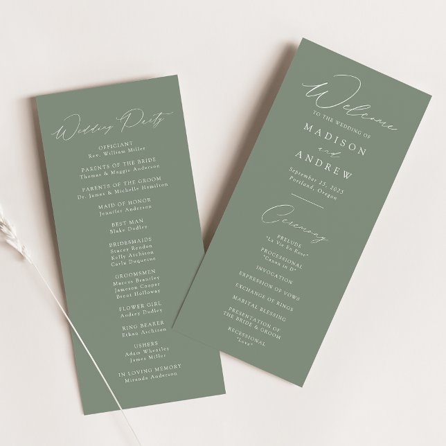 Programa de Boda Elegante Verde Salvia Moderno (Subido por el creador)