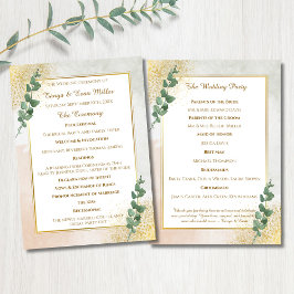 Programa de Boda Elegante Verde y Dorado