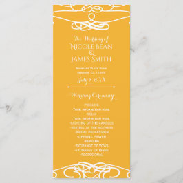 Programa de boda elegante vintage amarillo y blanc