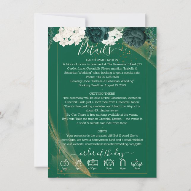 Programa de Boda Elegante y de Moda Rosa Verde Esm (Anverso)
