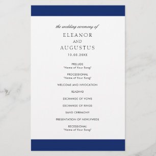 Programa de Boda Elegante y Económico de Azul Mari