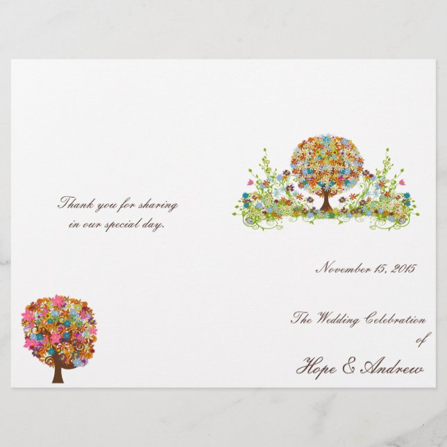 Programa de Boda en Árbol de Flores (Anverso)