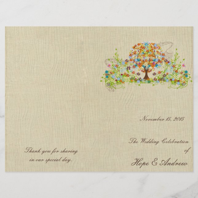 Programa de Boda en Árbol de Flores (Anverso)
