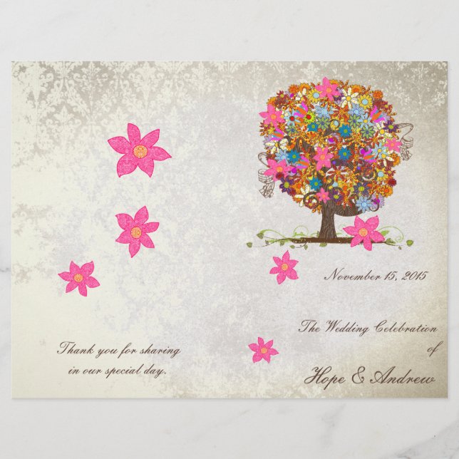 Programa de Boda en Árbol de Flores (Anverso)