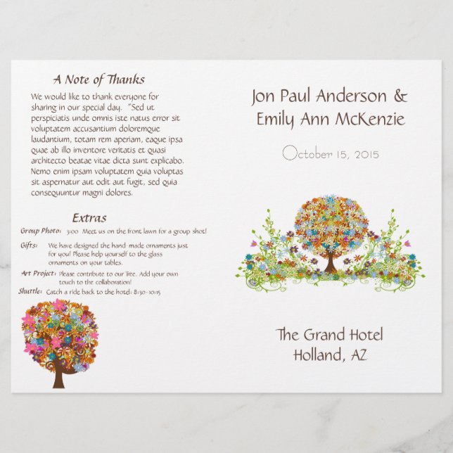 Programa de Boda en Árbol de Flores (Anverso)