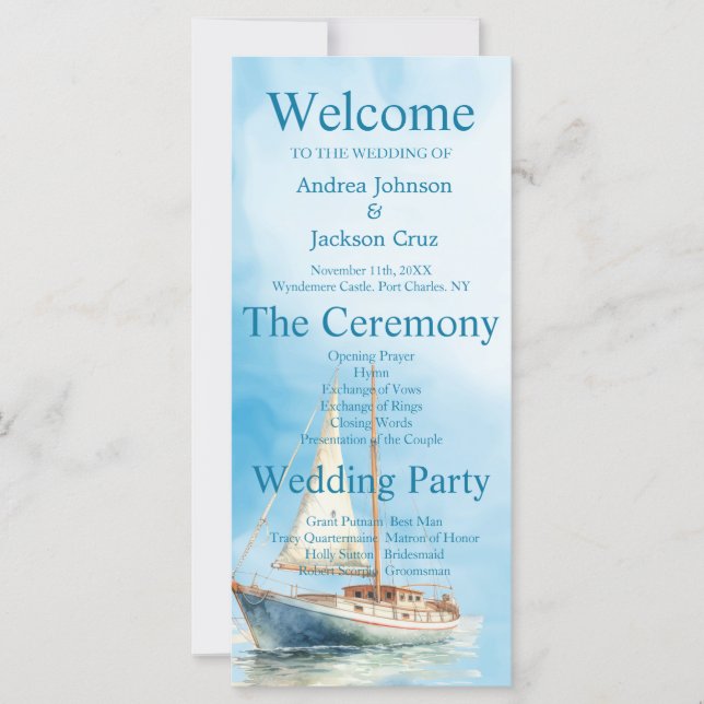 Programa de Boda en Barco Acuático (Anverso)