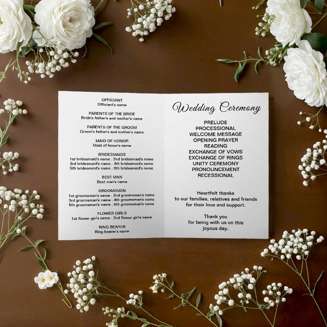 Programa de Boda en Blanco y Negro (Black and white wedding program)