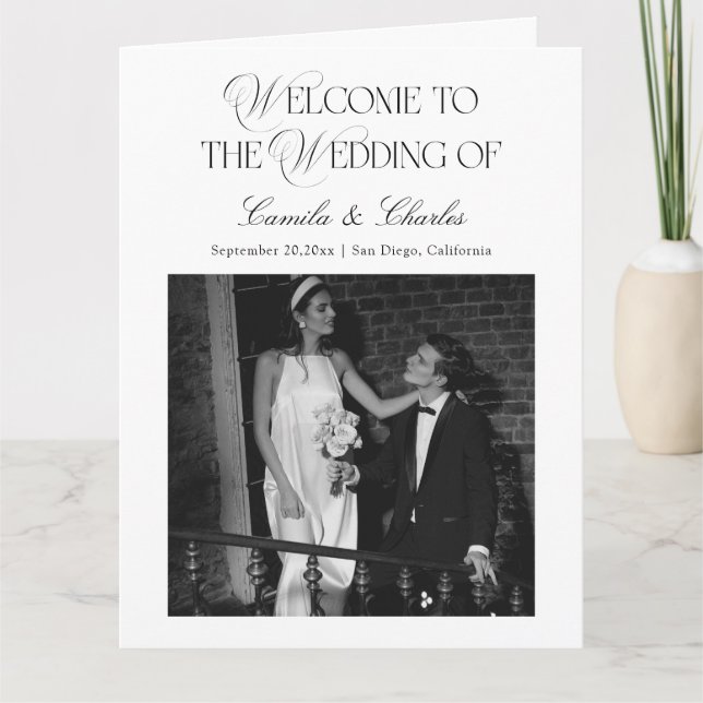 Programa de Boda en Blanco y Negro (Anverso)