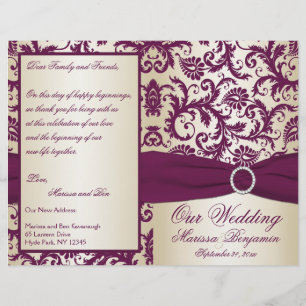 Programa de Boda en Damasco de Ciruela y Champán