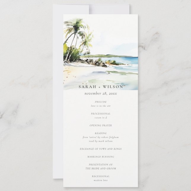 Programa de Boda en Destino Costero Tropical (Anverso)