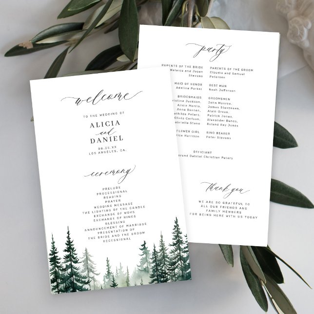 Programa de boda en el bosque de pinos de montaña  (Subido por el creador)