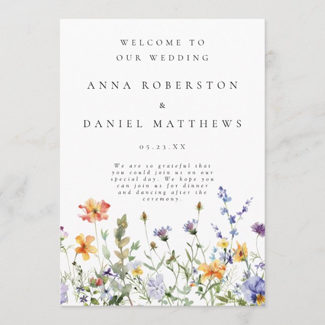 Programa de Boda en el Jardín de Flores Silvestres (Anverso)