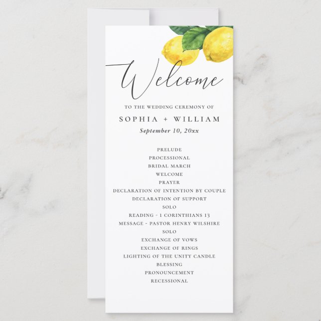Programa de Boda en el Jardín de Limones | Ceremon (Anverso)