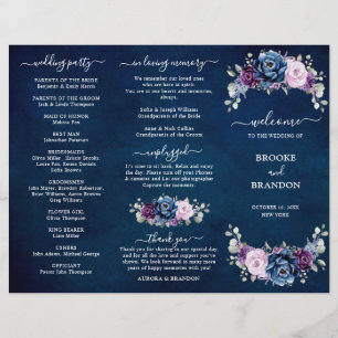 Programa de Boda en Flor Azul Morado Lilac