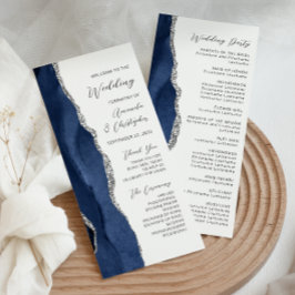Programa de Boda en Guión de Ágata Plateada Azul M