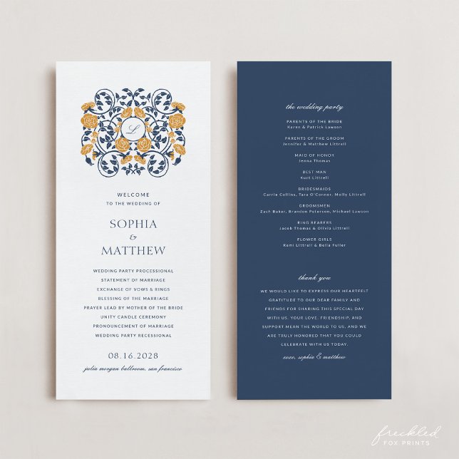 Programa de Boda en Monograma de Arte Nouveau Flor (Floral Art Nouveau Monogram Wedding Program)