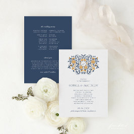 Programa de Boda en Monograma de Arte Nouveau Flor