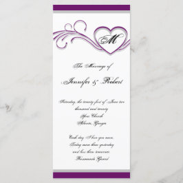 Programa de Boda en Monograma Morado y Plateado de