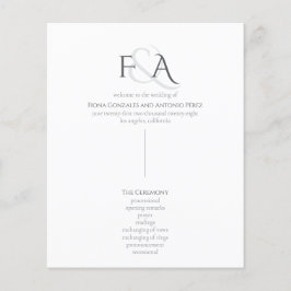 Programa de Boda en Monograma Neutral Clásico Eleg