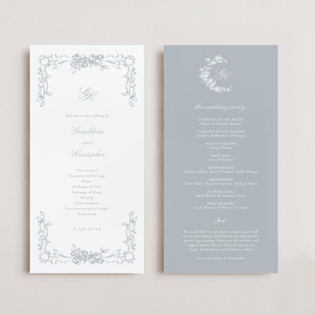 Programa de Boda en Monograma Regency (Regency Monogram Wedding Program)