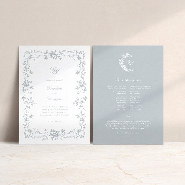 Programa de Boda en Monograma Regency (Regency Monogram Wedding Program)
