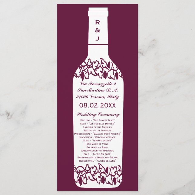 Programa de Boda en Viñedo (Anverso)
