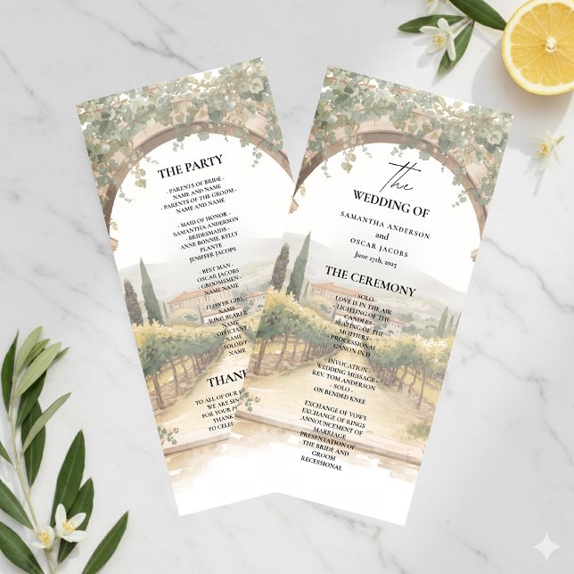 Programa de Boda en Viñedo Italiano | Arco Toscano (Subido por el creador)
