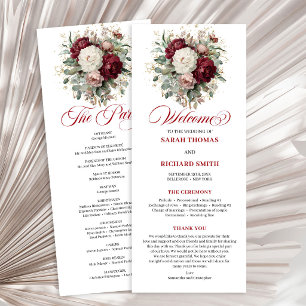 Programa de Boda Encantador Rosa Borgoña Dorado