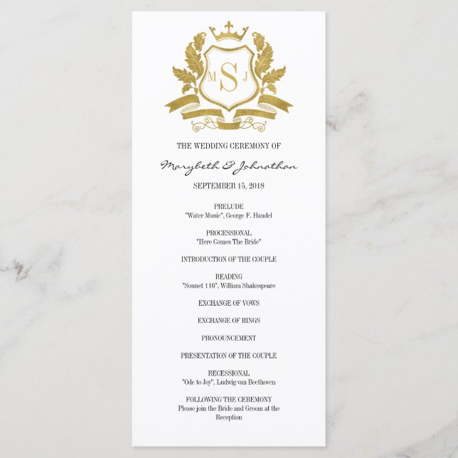 Programa de Boda Escudo de Oro clásico (Anverso)