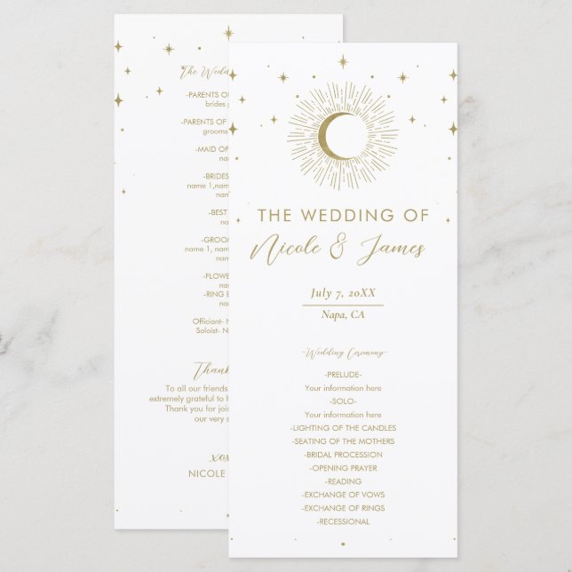 Programa de Boda Estrella Celestial de Estrellas D (Anverso / Reverso)