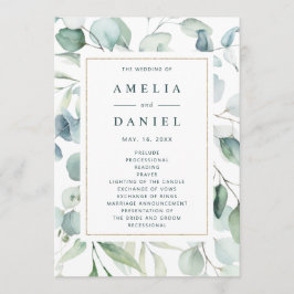 Programa de Boda Eteral Eucalyptus Gold Greenery
